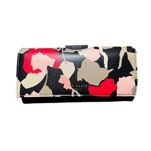 Ted Baker London Women’s Wallet Black Floral Print Long Bifold Clutch Purse